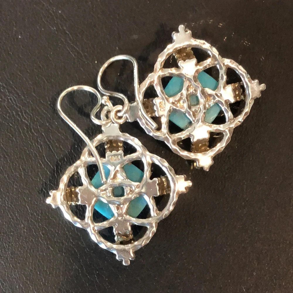 LOIS HILL & MICHAEL DAWKINS Sterling Silver Turquoise Necklace and Earring Set